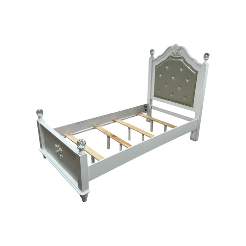 Furniture of America Twin White Wood Tufted Panel Bed with Headboard, image 7