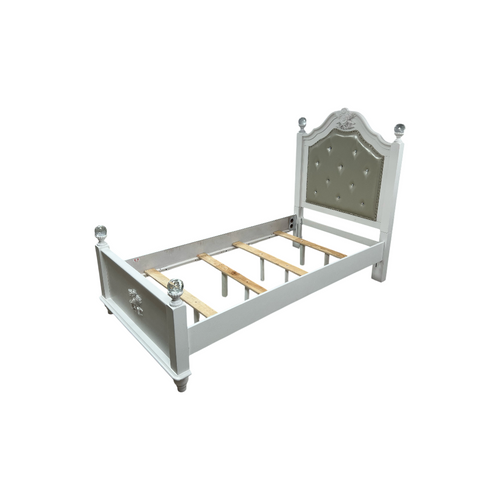 Furniture of America Twin White Wood Tufted Panel Bed with Headboard, image 8
