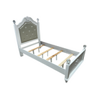 Furniture of America Twin White Wood Tufted Panel Bed with Headboard