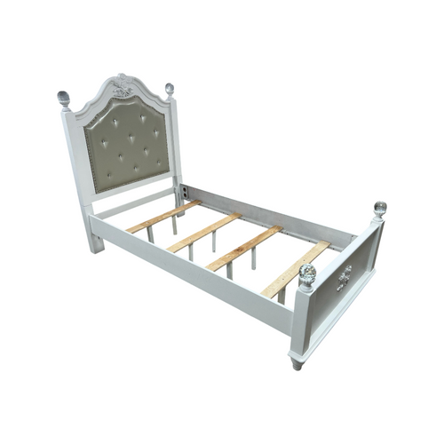 Furniture of America Twin White Wood Tufted Panel Bed with Headboard, image 9