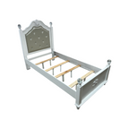 Furniture of America Twin White Wood Tufted Panel Bed with Headboard