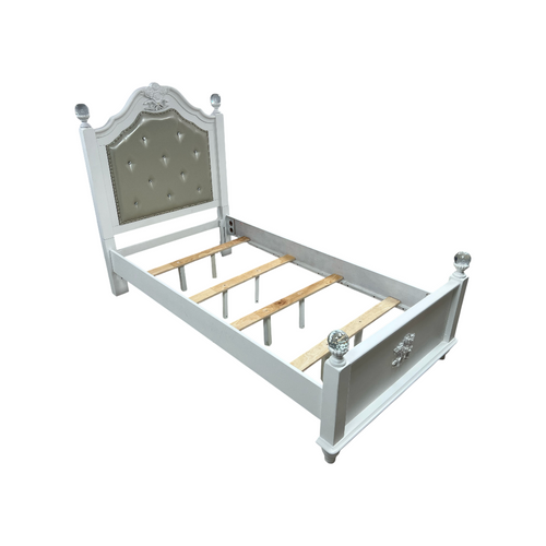 Furniture of America Twin White Wood Tufted Panel Bed with Headboard, image 10