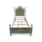 Furniture of America Twin White Wood Tufted Panel Bed with Headboard