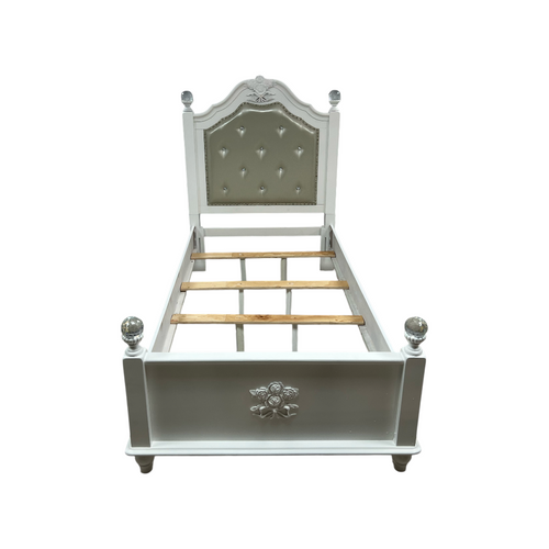 Furniture of America Twin White Wood Tufted Panel Bed with Headboard, image 2