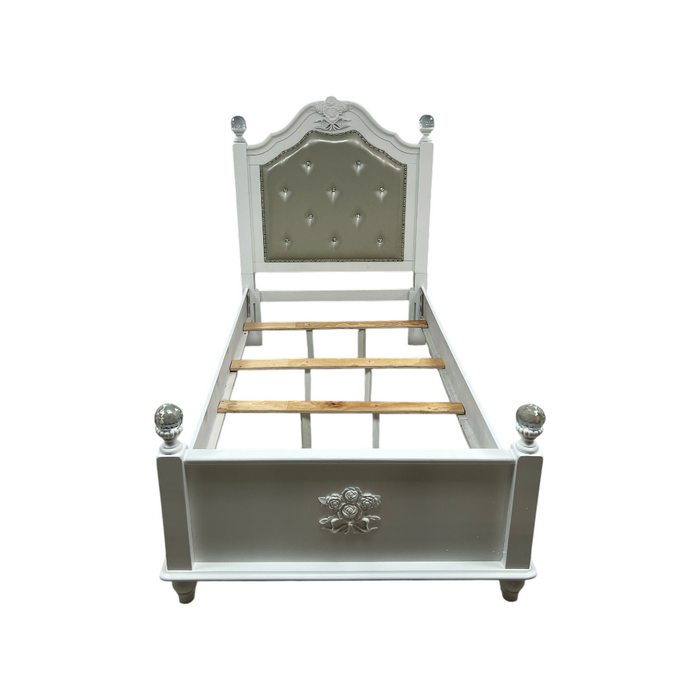 Furniture of America Twin White Wood Tufted Panel Bed with Headboard, image 2