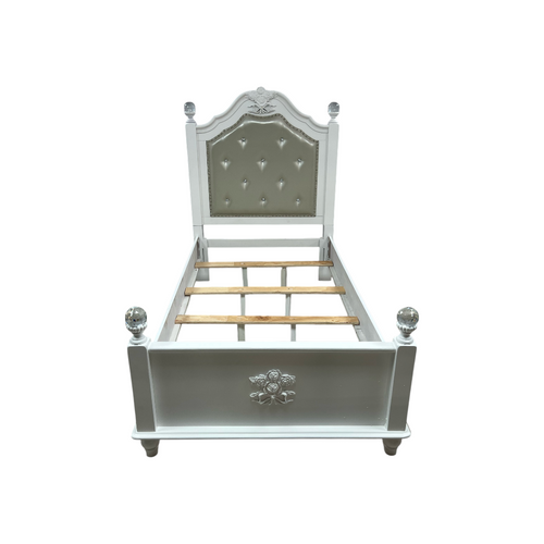 Furniture of America Twin White Wood Tufted Panel Bed with Headboard, image 3
