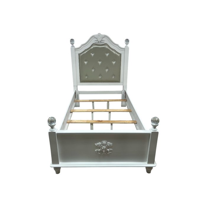 Furniture of America Twin White Wood Tufted Panel Bed with Headboard, image 3
