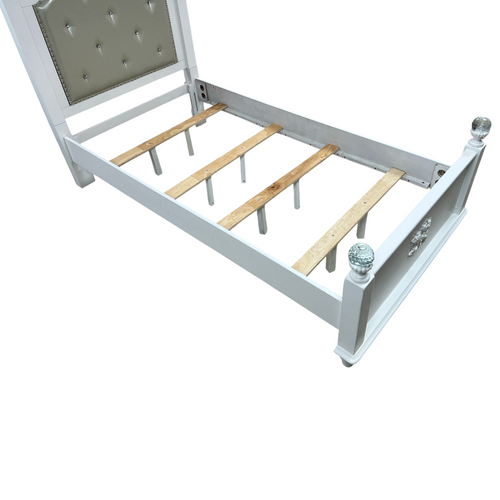 Furniture of America Twin White Wood Tufted Panel Bed with Headboard, image 15