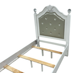 Furniture of America Twin White Wood Tufted Panel Bed with Headboard