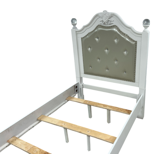 Furniture of America Twin White Wood Tufted Panel Bed with Headboard, image 12