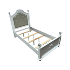 Furniture of America Twin White Wood Tufted Panel Bed with Headboard