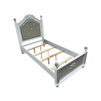 Furniture of America Twin White Wood Tufted Panel Bed with Headboard
