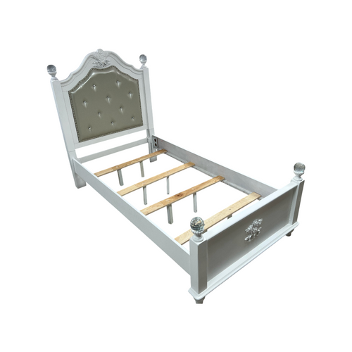 Furniture of America Twin White Wood Tufted Panel Bed with Headboard, image 5