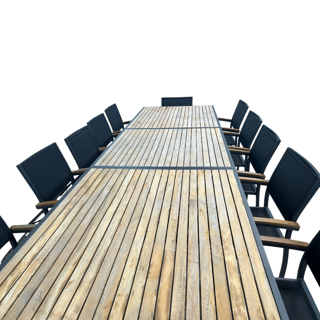 HIGOLD Heck Extendable Outdoor Dining Set, Teak Patio Furniture 12-person