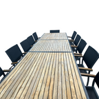 HIGOLD Heck Extendable Outdoor Dining Set, Teak Patio Furniture 12-person