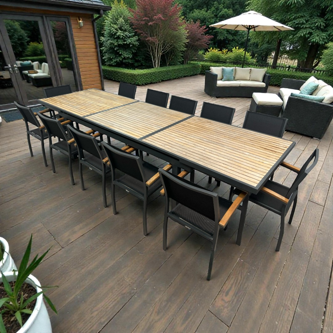 HIGOLD Heck Extendable Outdoor Dining Set Teak 12-person, 94" × 39" × 31" — image 1 of 4