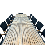 HIGOLD Heck Extendable Outdoor Dining Set, Teak Patio Furniture 12-person