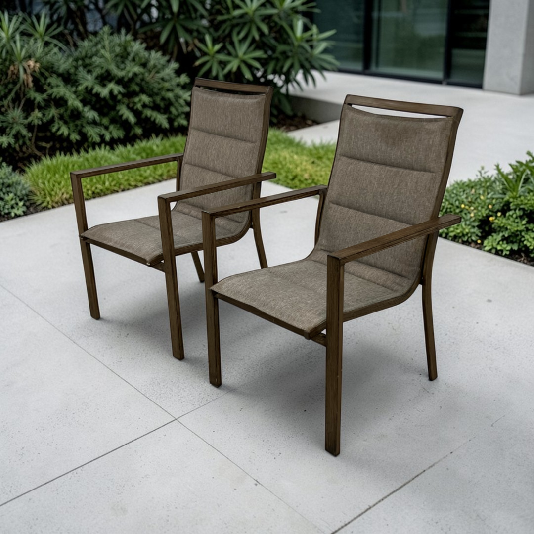 Hanover Fairhope Dining Chair with Tan Cushions Set of 2