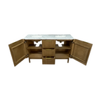 Highbury Furnishings Havana Single Bathroom Vanity in Reeded Birch Carrara Marble Countertop