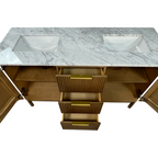 Highbury Furnishings Havana Single Bathroom Vanity in Reeded Birch Carrara Marble Countertop