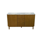 Highbury Furnishings Havana Single Bathroom Vanity in Reeded Birch Carrara Marble Countertop
