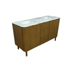 Highbury Furnishings Havana Single Bathroom Vanity in Reeded Birch Carrara Marble Countertop