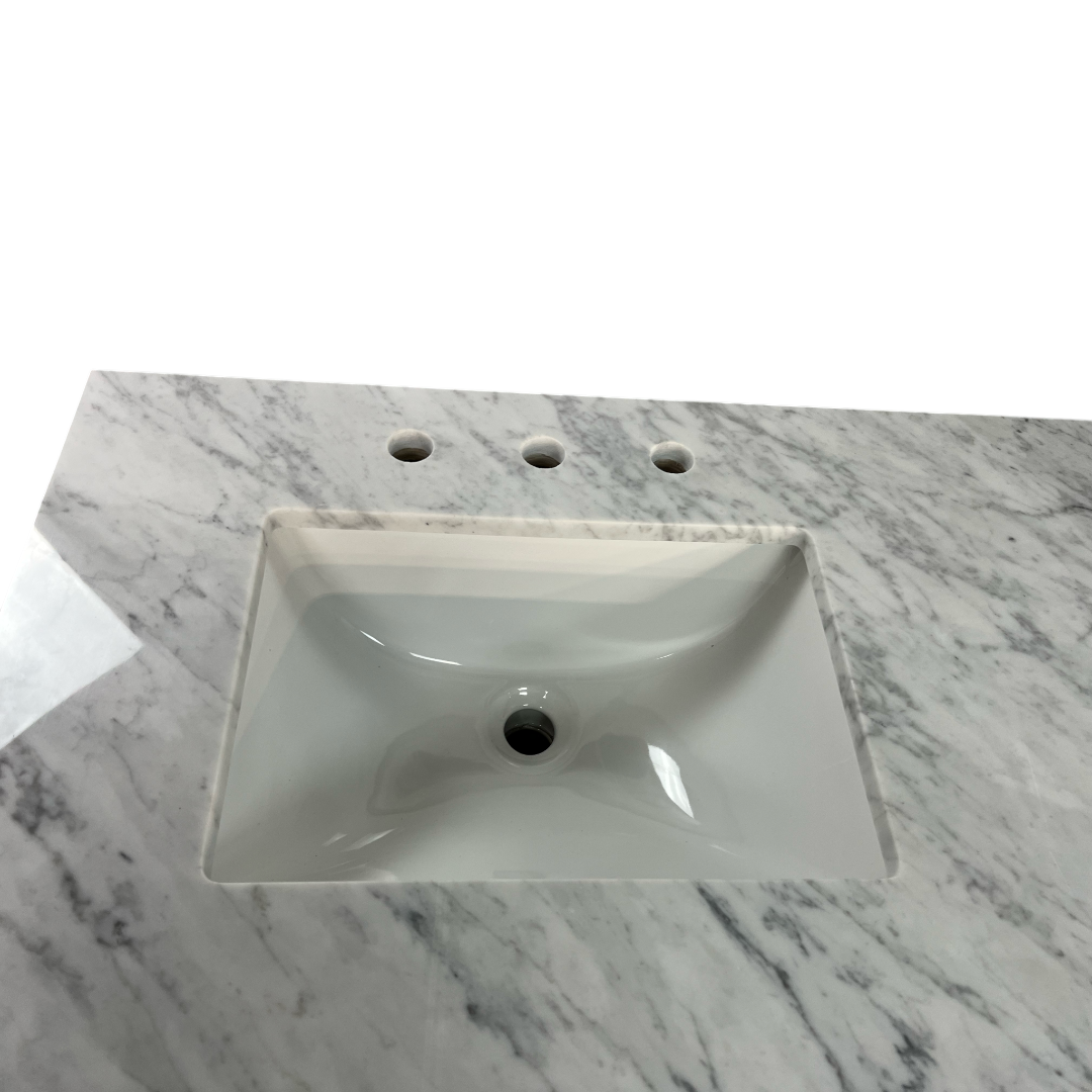 Highbury Furnishings Havana Single Bathroom Vanity in Reeded Birch Carrara Marble Countertop