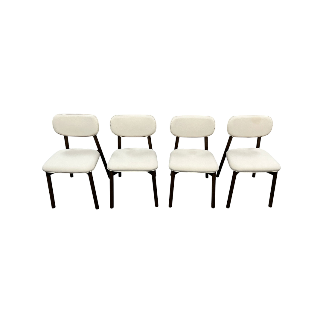 Hoft Home Maia Dining Chair Set of 4 - Ivory and Walnut