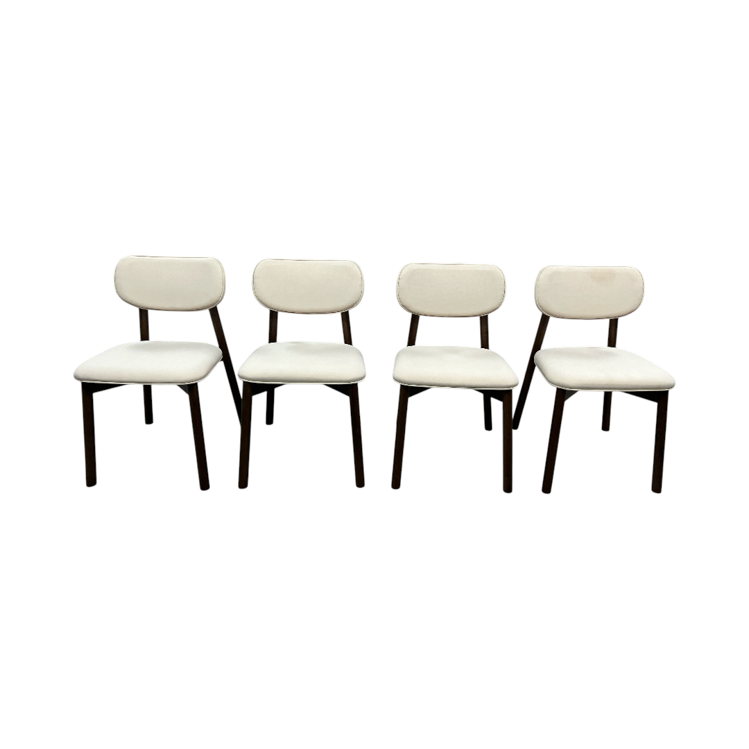 Hoft Home Maia Dining Chair Set of 4 - Ivory and Walnut