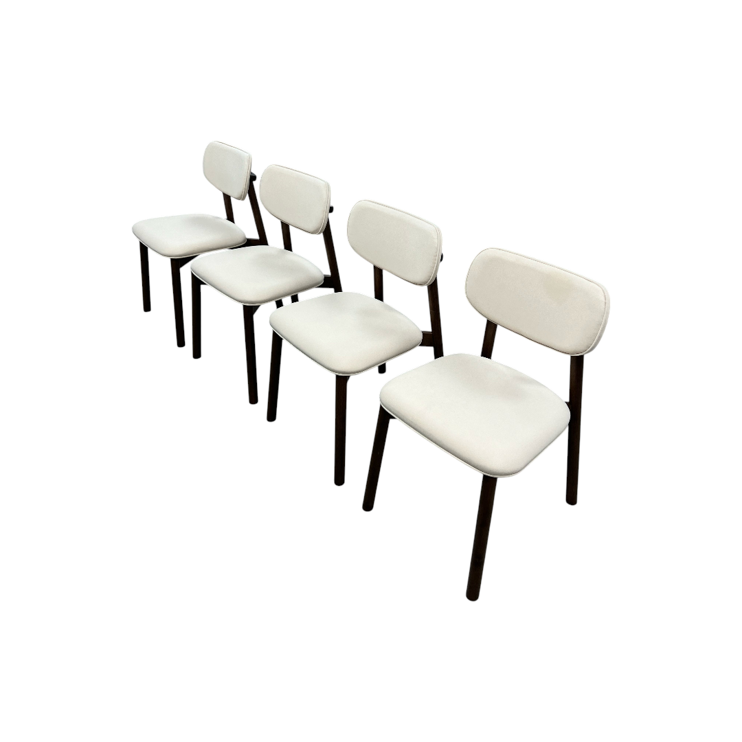 Hoft Home Maia Dining Chair Set of 4 - Ivory and Walnut