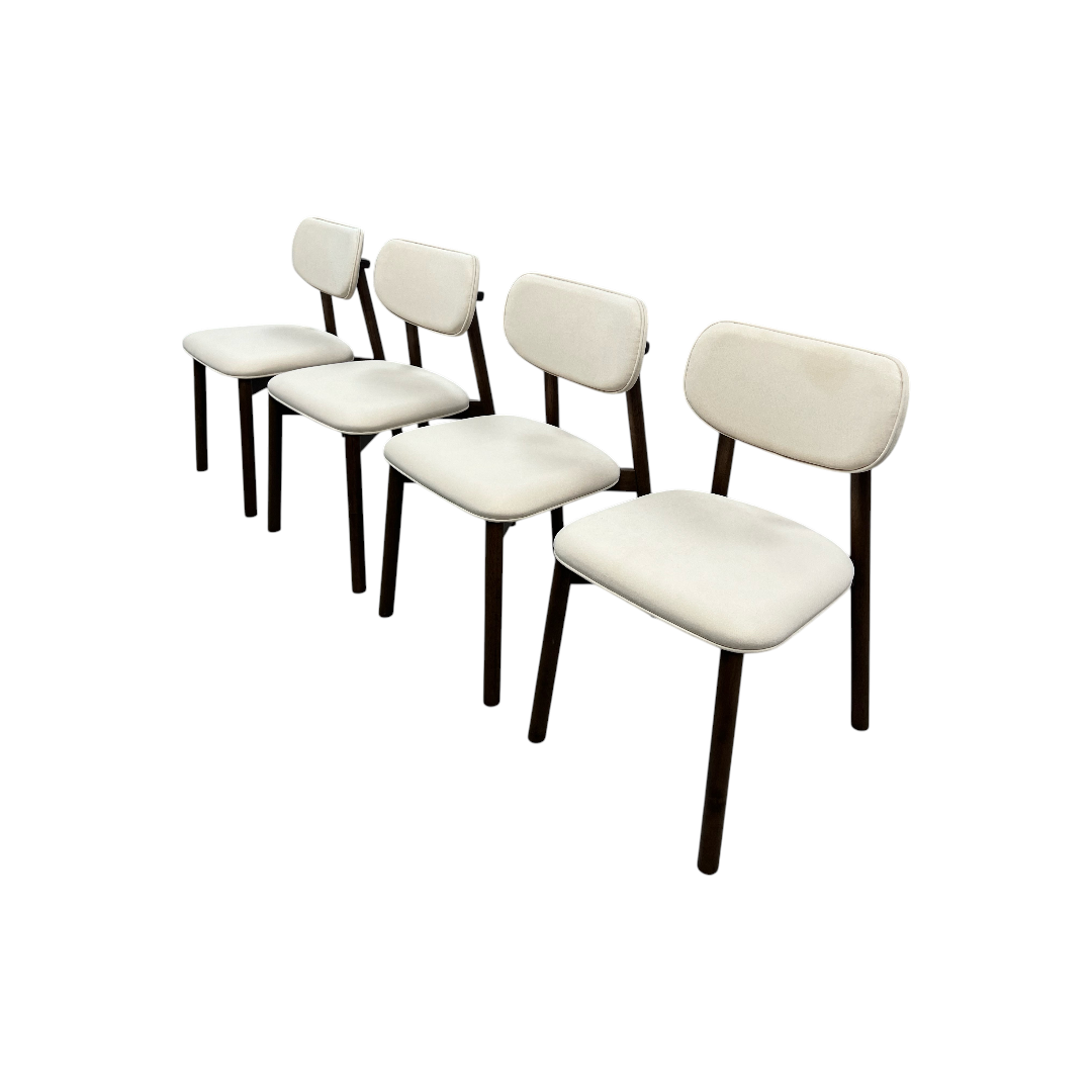 Hoft Home Maia Dining Chair Set of 4 - Ivory and Walnut