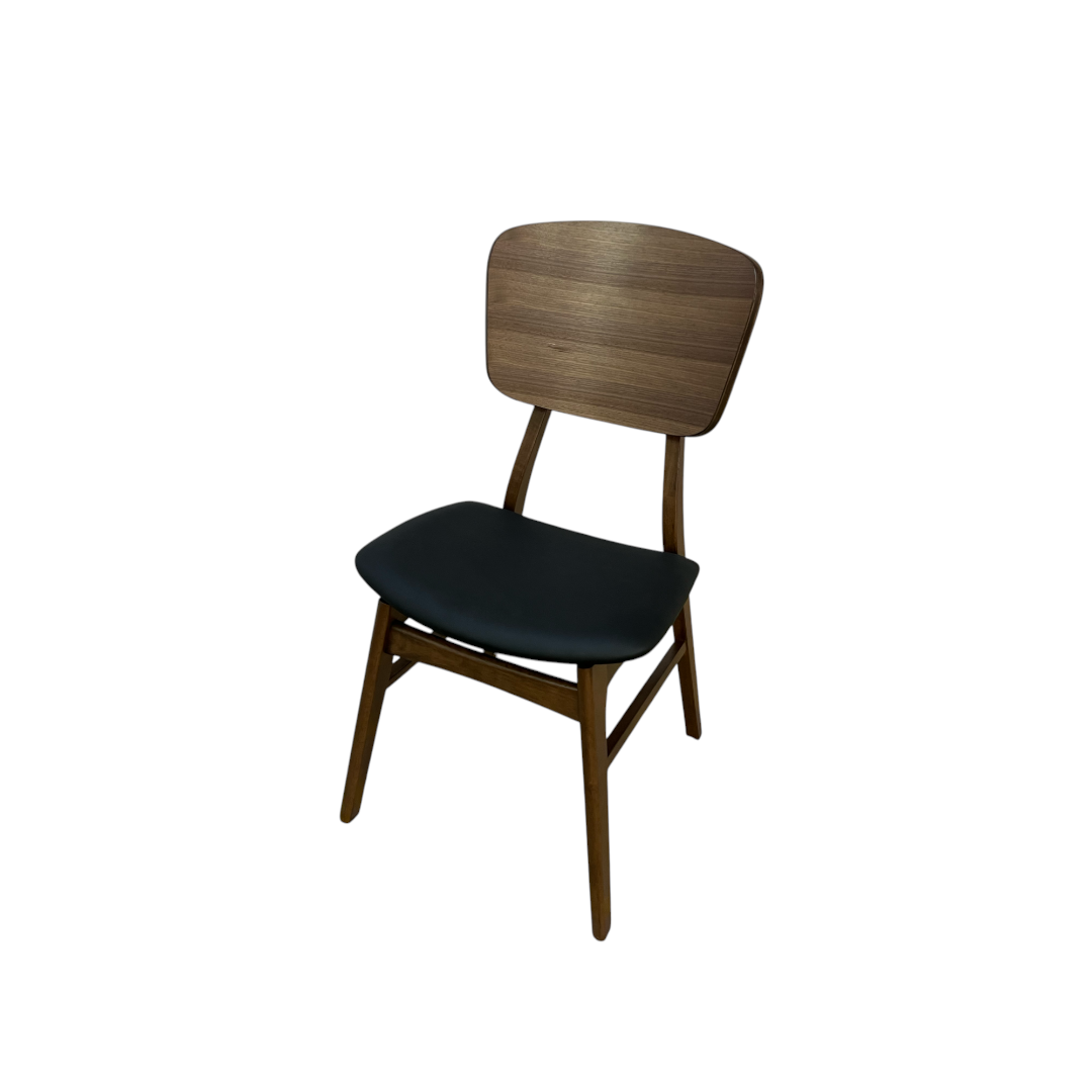 Hoft Homes SINGLE Anders Dining Chairs - Black Leather & Walnut