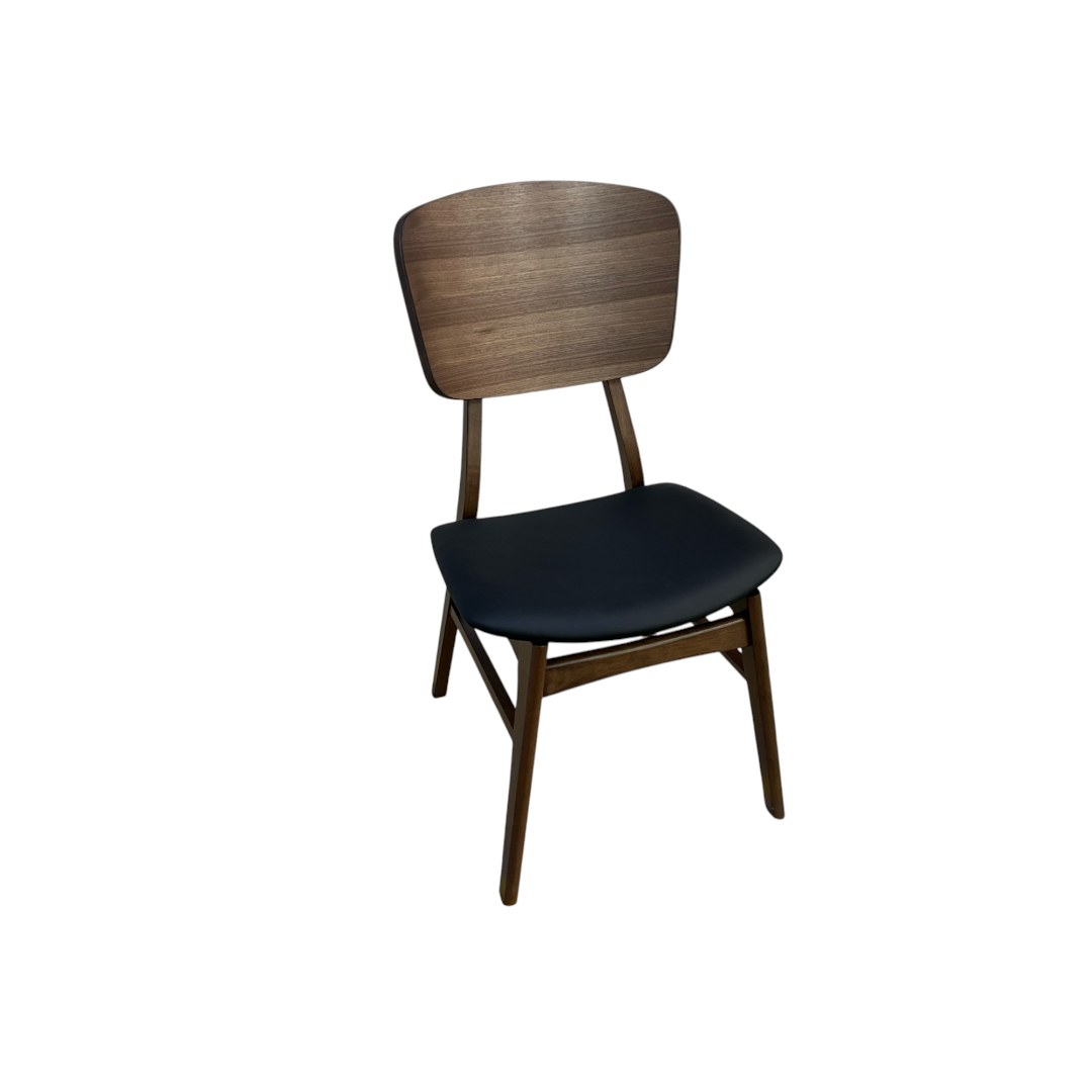 Hoft Homes SINGLE Anders Dining Chairs - Black Leather & Walnut