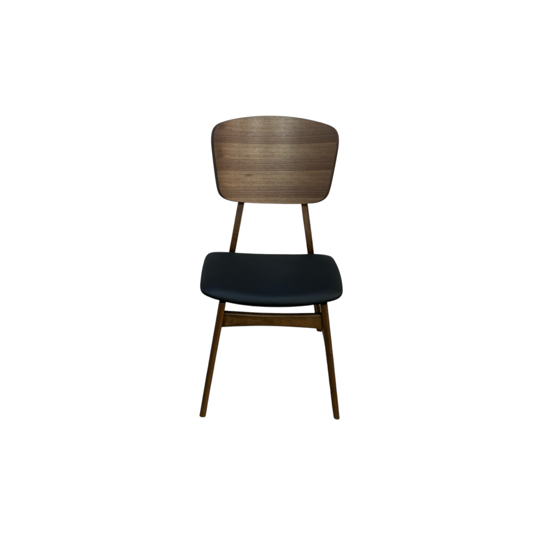 Hoft Homes SINGLE Anders Dining Chairs - Black Leather & Walnut