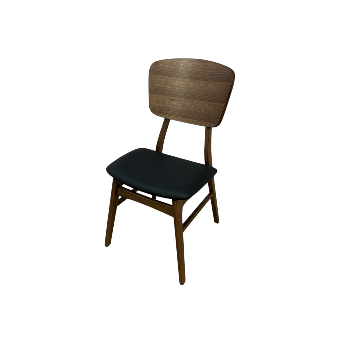 Hoft Homes SINGLE Anders Dining Chairs - Black Leather & Walnut