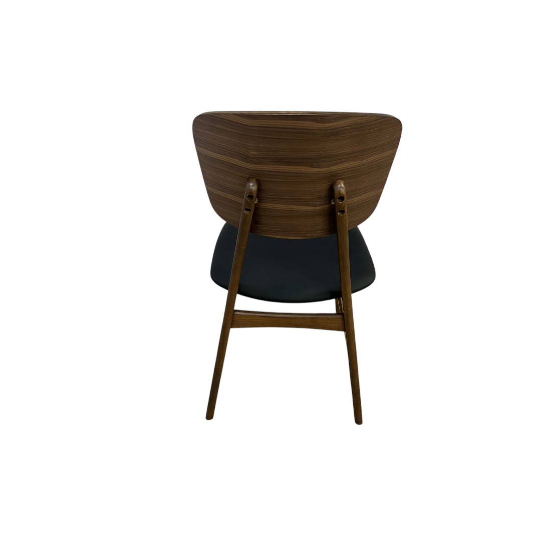 Hoft Homes SINGLE Anders Dining Chairs - Black Leather & Walnut