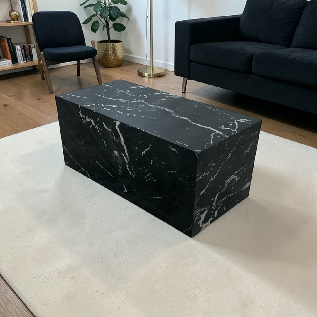 Hokku Designs Harles Nero Black Marble Premium Marble Coffee Table