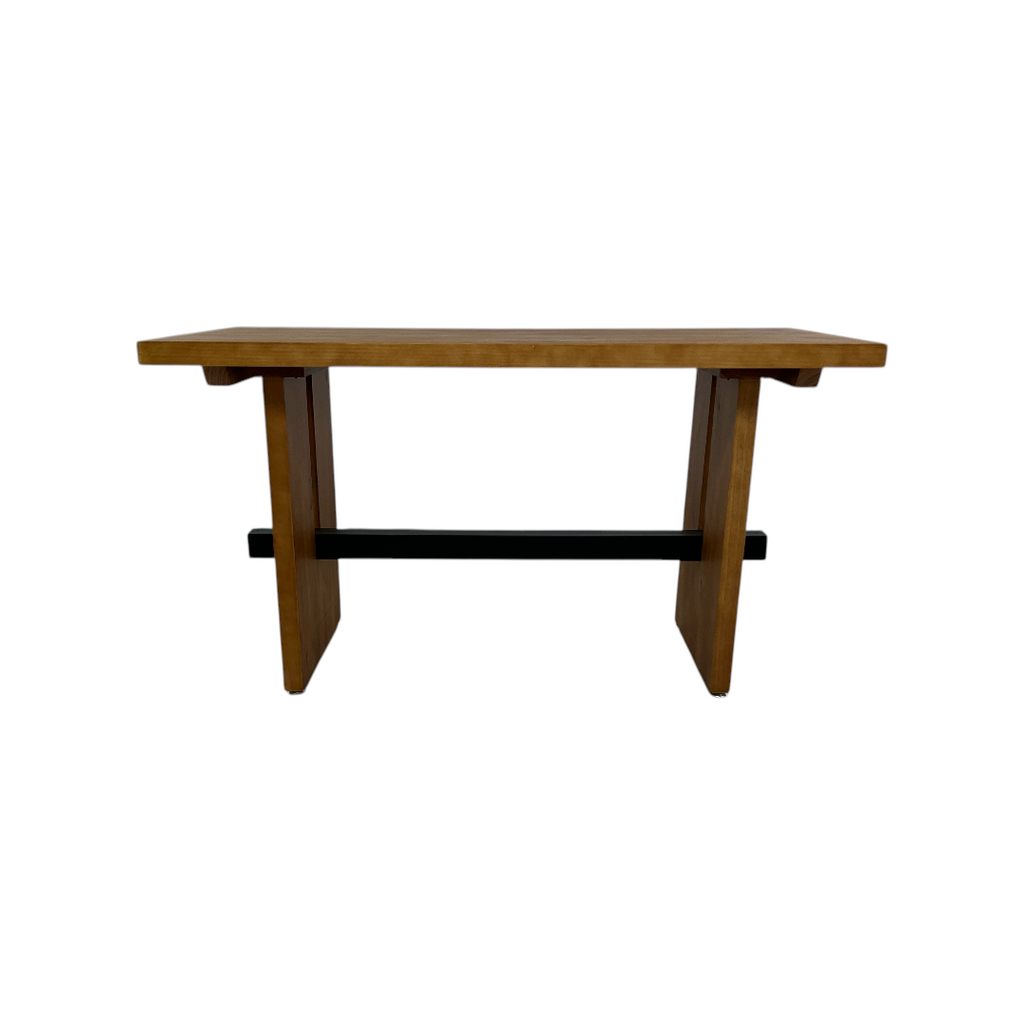 Hokku Designs Rickye Oak Trestle Wood Dining Table, 40" × 28" × 20" — image 2 of 4