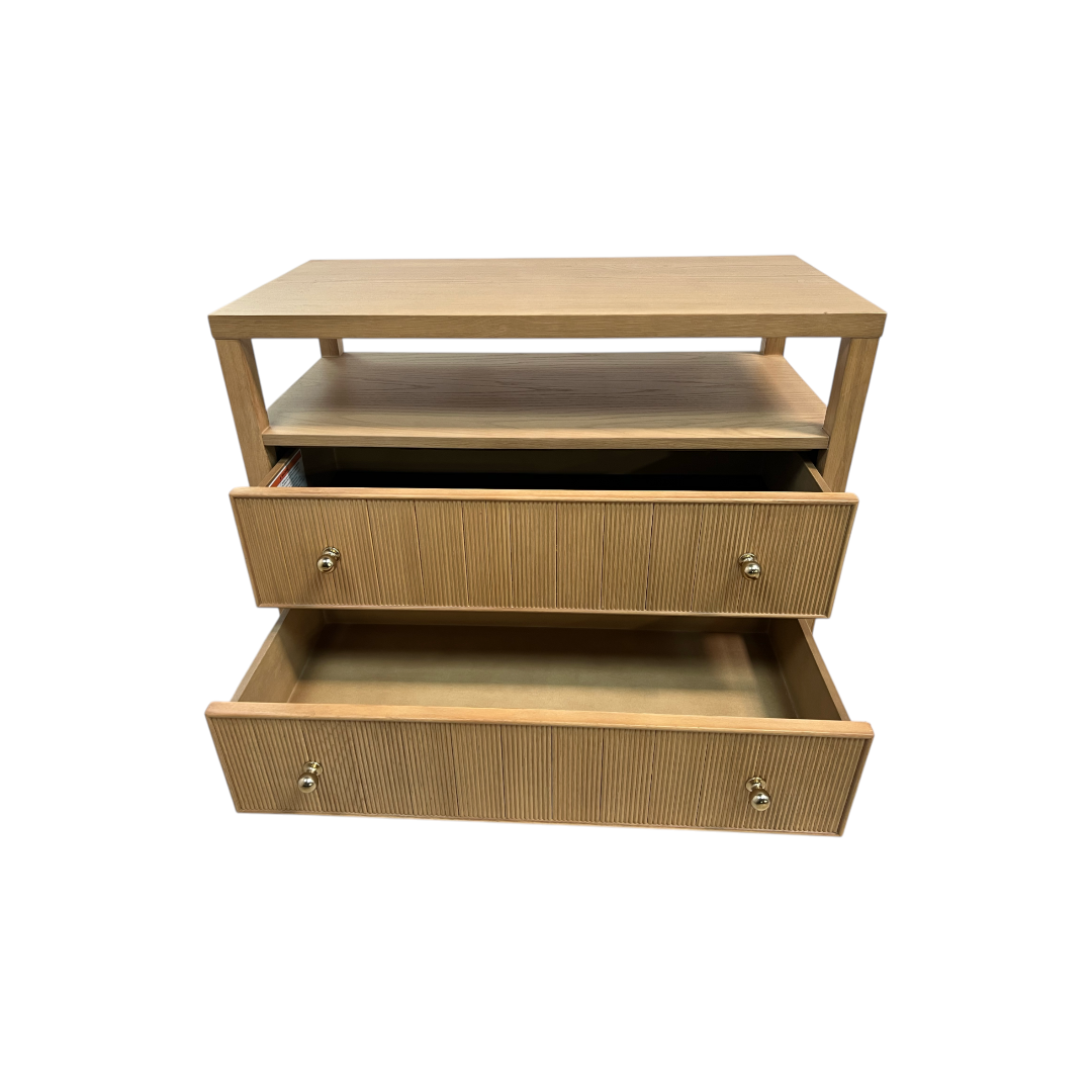 Hokku Designs Taube Highland Open Shelf 2-Drawer Nightstand Set