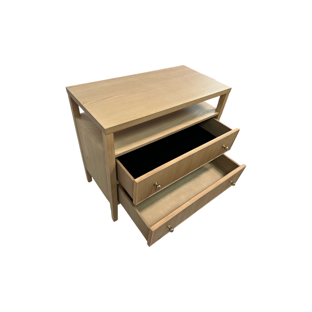 Hokku Designs Taube Highland Open Shelf 2-Drawer Nightstand Set