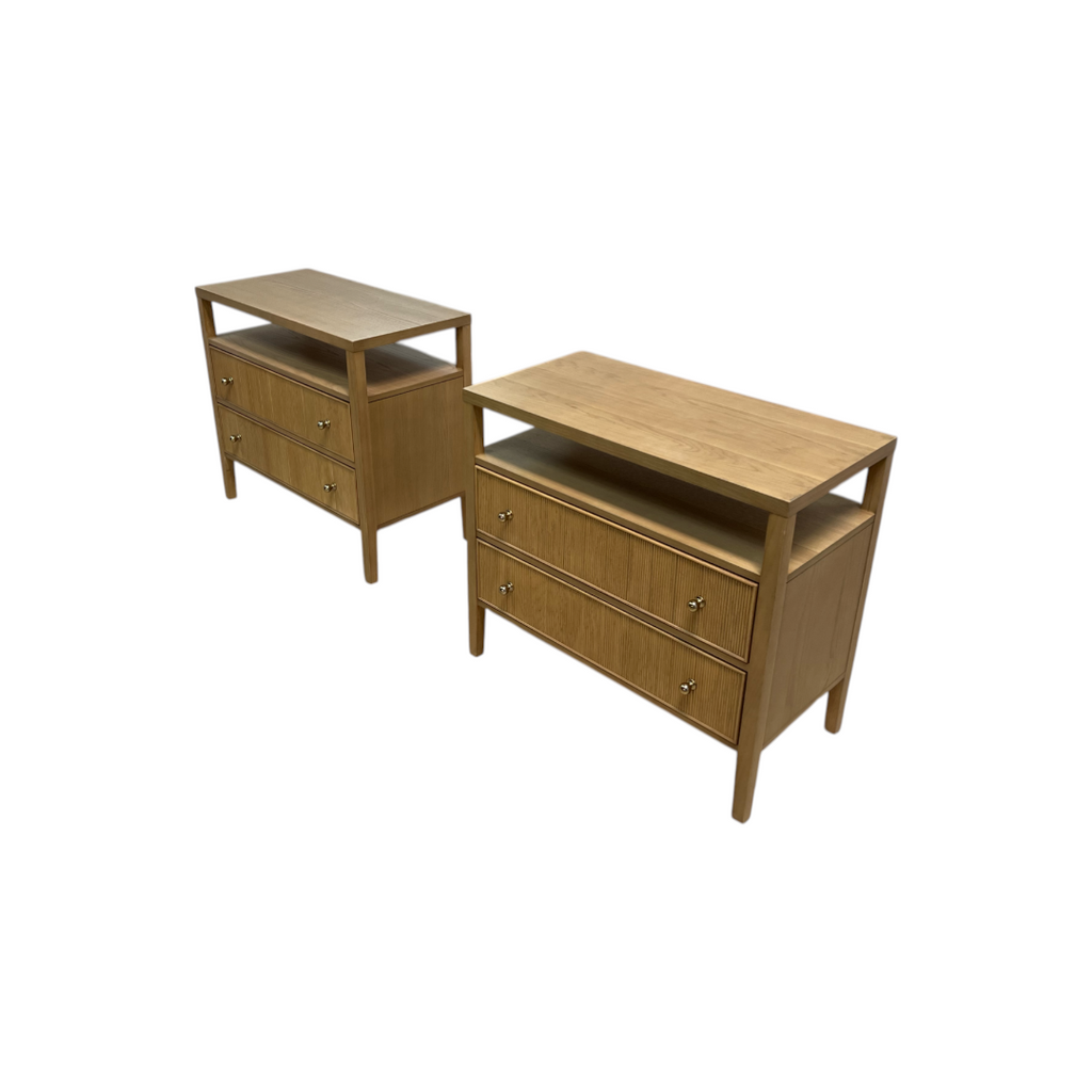 Hokku Designs Taube Highland Open Shelf 2-Drawer Nightstand Set