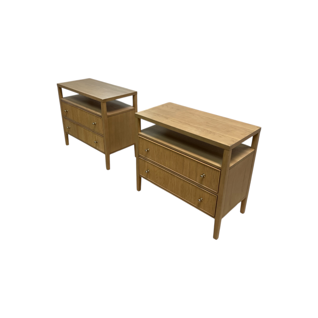 Hokku Designs Taube Highland Open Shelf 2-Drawer Nightstand Set