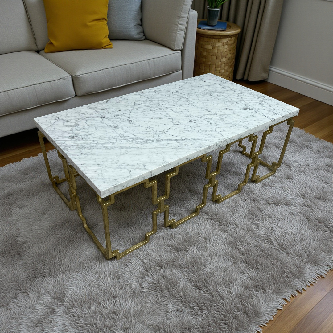 Hooker Furniture Evermore Marble Top Urban Glam Geometric Cocktail Coffee Table