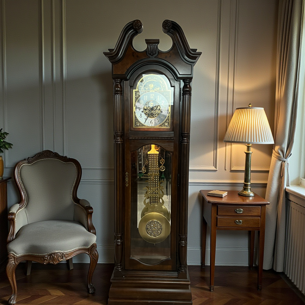 Howard Miller Ridgeway Benjamin Solid Wood Grandfather Clock with Adjustable Chime Volume