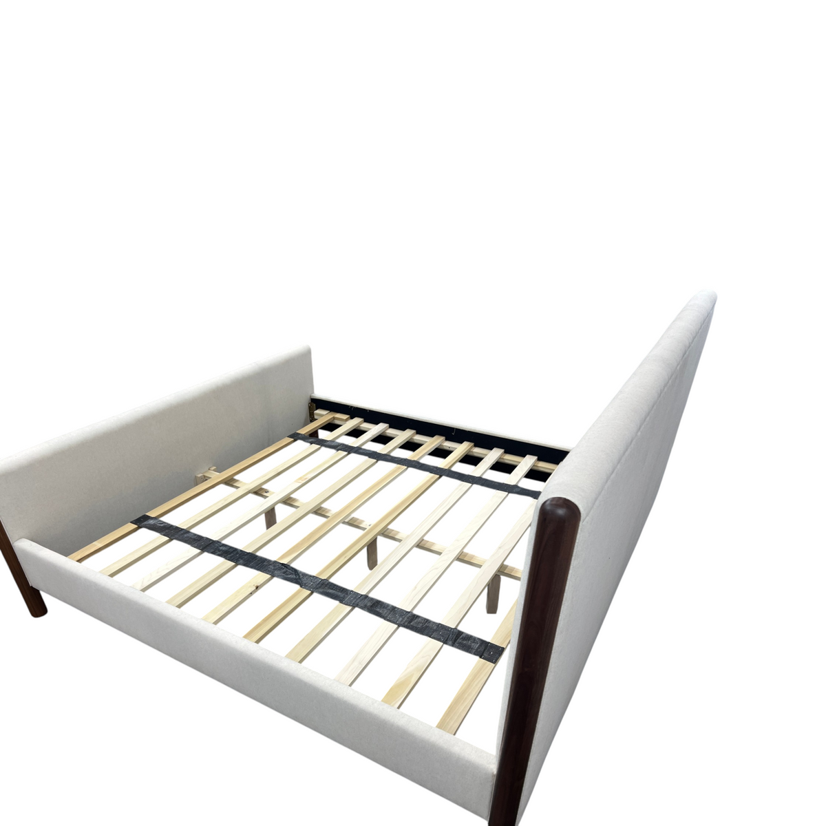 Julian Caramel Oak King Upholstered Platform Bed