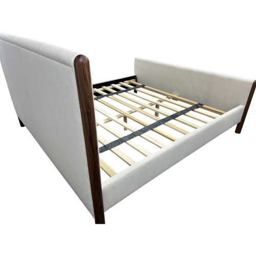 Julian Caramel Oak King Upholstered Platform Bed, image 7