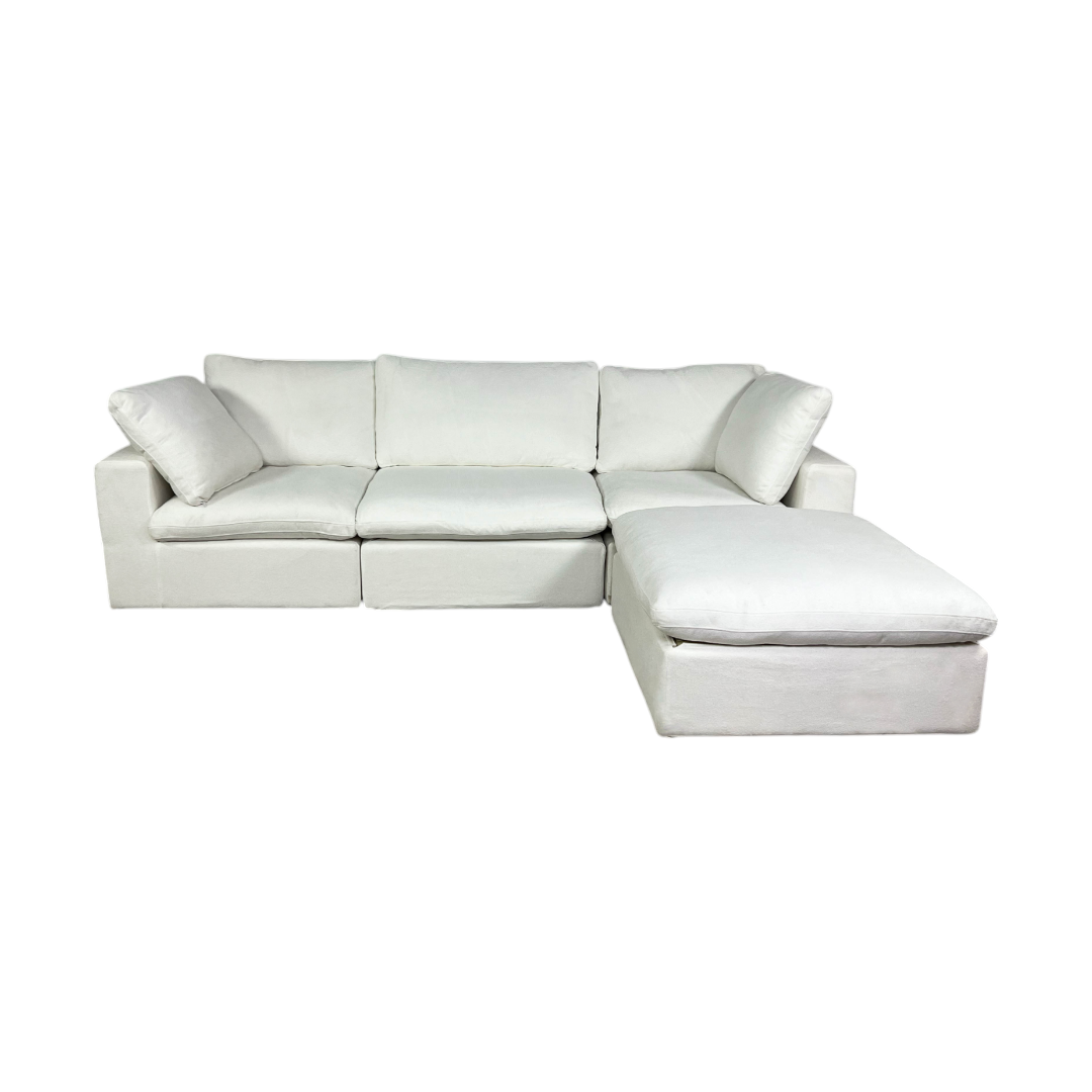 Brand New White Modular Cloud Couch with Storage Ottoman