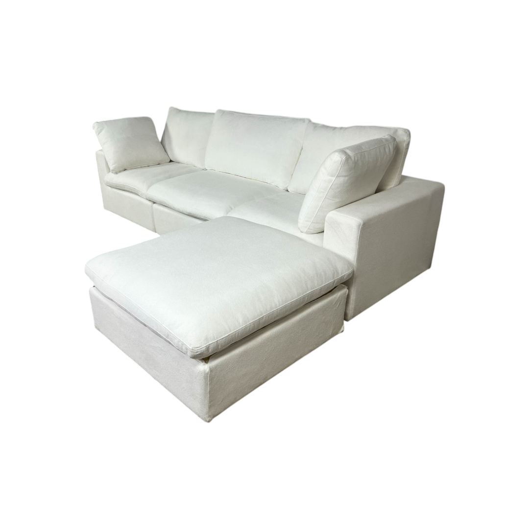 Brand New White Modular Cloud Couch with Storage Ottoman