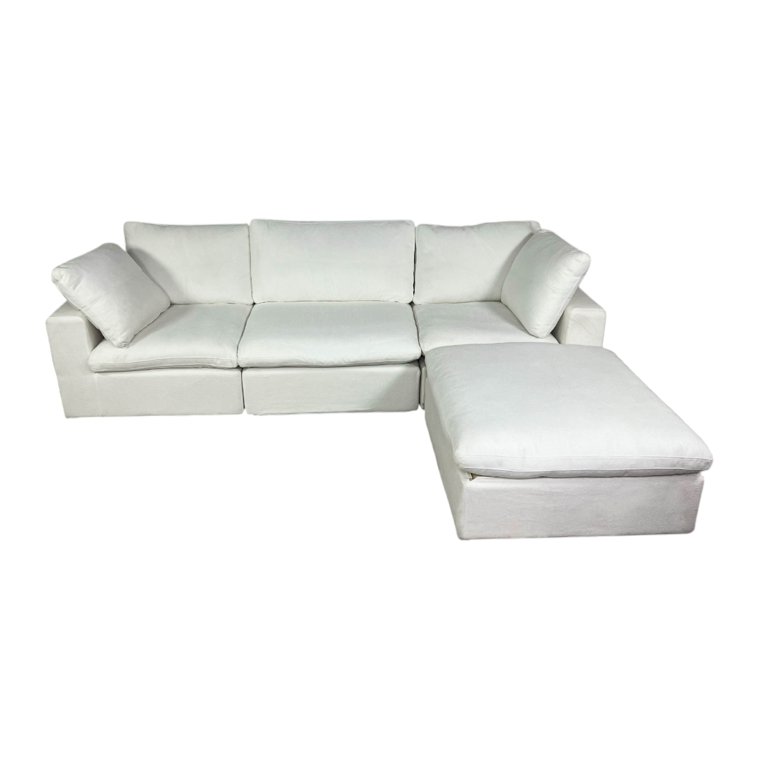 Brand New White Modular Cloud Couch with Storage Ottoman