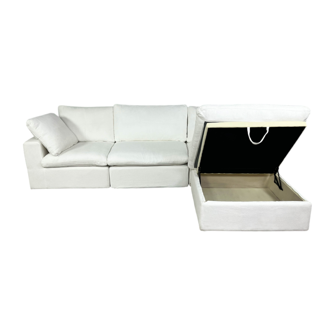 Brand New White Modular Cloud Couch with Storage Ottoman